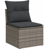 vidaXL 9-delige Loungeset met kussens poly rattan grijs