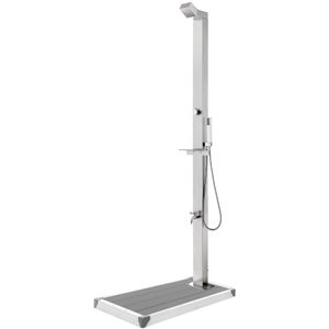 vidaXL Buitendouche met grijze basis 225 cm roestvrij staal