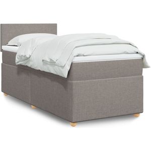 vidaXL Boxspring met matras stof taupe 90x200 cm