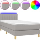 VidaXL Boxspring met Matras en LED - Lichtgrijs - 100x200 cm