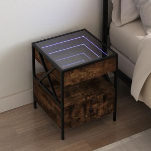 vidaXL Nachtkastje met Infinity LED 40x40x51 cm gerookt eikenkleurig