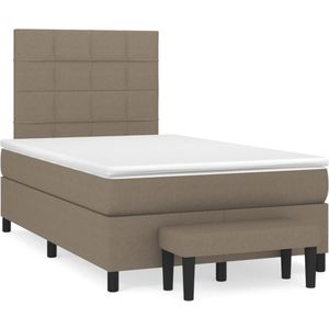 vidaXL Boxspring met matras stof taupe 120x190 cm