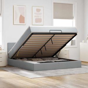 vidaXL Bed met matras 160x200 cm stof lichtgrijs
