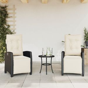 vidaXL Tuinstoelen 2 st verstelbaar met voetensteun poly rattan zwart