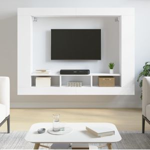 VidaXL TV-meubel 152x22x113 cm - Bewerkt Hout - Wit