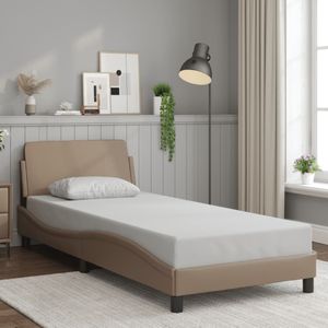 vidaXL Bedframe met hoofdbord kunstleer cappuccinokleurig 90x200 cm