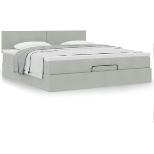 vidaXL Ottoman bed met matras 180x200cm fluweel lichtgrijs