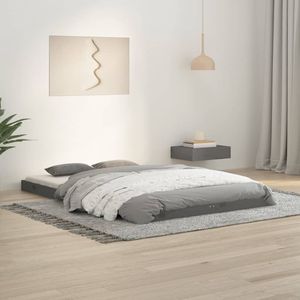 vidaXL Bedframe massief grenenhout grijs 120x190 cm