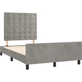 vidaXL Bedframe met hoofdbord fluweel lichtgrijs 120x190 cm