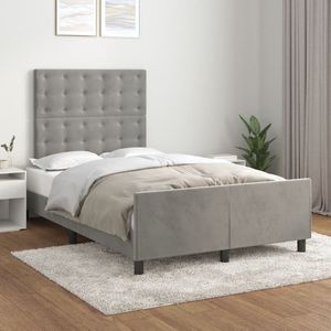 vidaXL Bedframe met hoofdbord fluweel lichtgrijs 120x190 cm