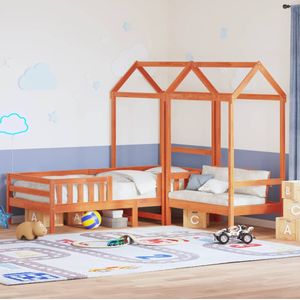 vidaXL Kinderbed met huisje massief grenenhout wasbruin 90x190 cm