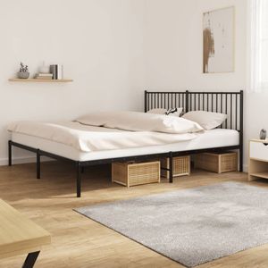 vidaXL Bedframe met hoofdbord metaal zwart 183x213 cm