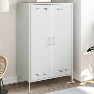 vidaXL Hoge kast 68x39x113 cm staal wit