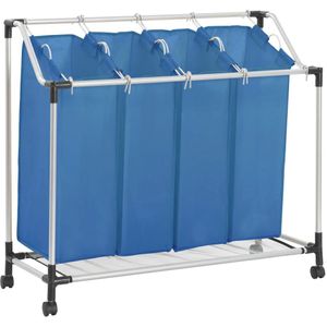 vidaXL Wassorteerder met 4 zakken staal blauw