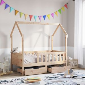 vidaXL Kinderbedframe met lades 80x160 cm massief grenenhout