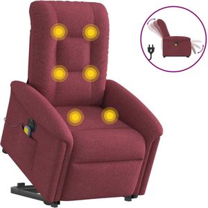 vidaXL Sta-op-massagestoel elektrisch verstelbaar stof wijnrood