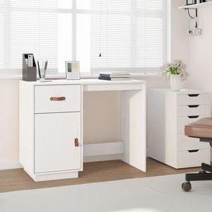 VidaXL Bureau 95x50x75 cm Massief Grenenhout Wit