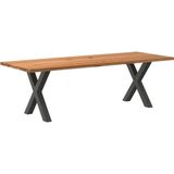 vidaXL Eettafel rechthoekig 240x90x74 cm massief eikenhout lichtbruin