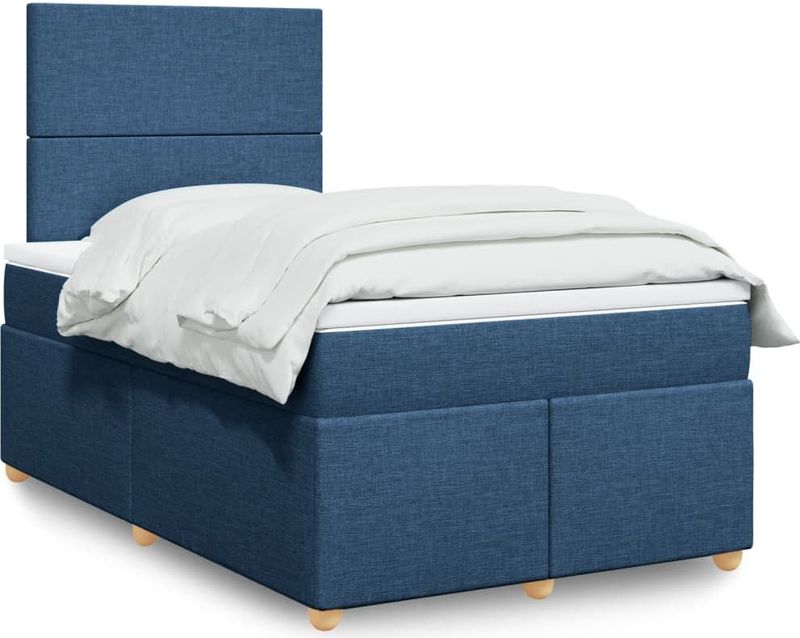 vidaXL - Boxspring - met - matras - stof - blauwx200 - cm