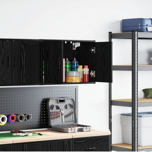 vidaXL Garagewandkast spaanplaat zwart