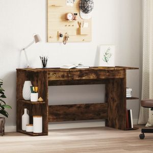 vidaXL Bureau 140x50x75 cm bewerkt hout gerookt eikenkleurig