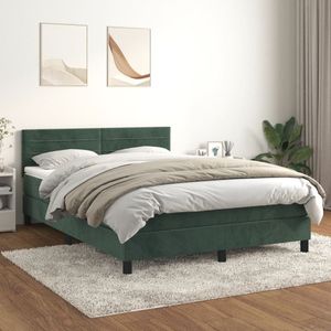 vidaXL-Boxspring-met-matras-fluweel-donkergroen-140x200-cm