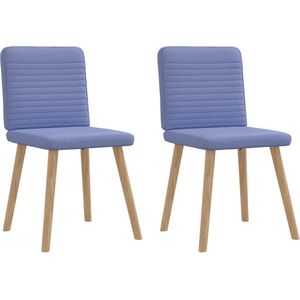 vidaXL Eetkamerstoelen 2 st stof jeansblauw