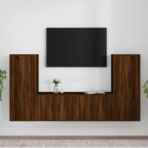 VidaXL 4-delige TV-meubelset - Bewerkt Hout - Bruineikenkleurig