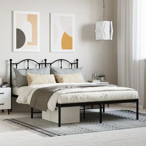 vidaXL Bedframe met hoofdbord metaal zwart 135x190 cm