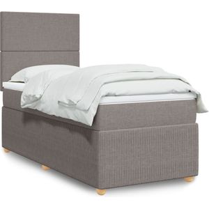 vidaXL Boxspring met matras stof taupe 90x200 cm