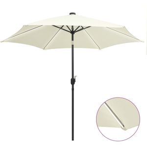 vidaXL Parasol met LED-verlichting en aluminium paal 300 cm zandwit