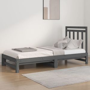vidaXL-Slaapbank-uitschuifbaar-massief-grenenhout-grijs-2x(90x200)-cm