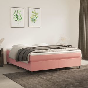vidaXL Bedframe fluweel roze 160x200 cm