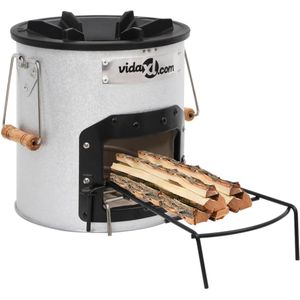 vidaXL - Camping - houtkachel - 45x25x26 - cm - staal - zilverkleurig