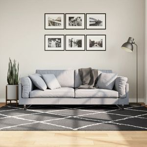 vidaXL-Vloerkleed-shaggy-hoogpolig-modern-160x230-cm-zwart-en-crème