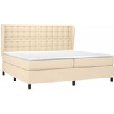 vidaXL Boxspring met matras stof crèmekleurig 200x200 cm