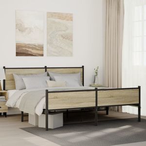 vidaXL Bedframe zonder matras metaal sonoma eikenkleurig 180x200 cm