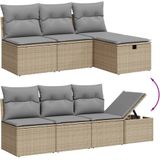 vidaXL 7-delige Loungeset met kussens poly rattan gemengd beige