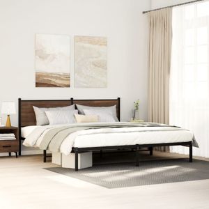 vidaXL Bedframe zonder matras metaal bruin eikenkleur 183x213 cm