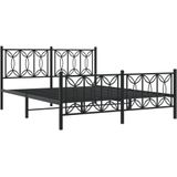 vidaXL Bedframe met hoofd- en voeteneinde metaal zwart 150x200 cm