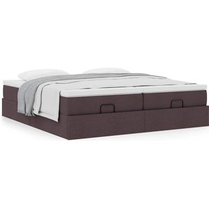 vidaXL Ottoman bed met matrassen 200x200cm stof donkerbruin