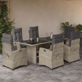 vidaXL 7-delige Tuinset met kussens poly rattan grijs