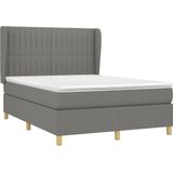 vidaXL - Boxspring - met - matras - stof - donkergrijsx200 - cm