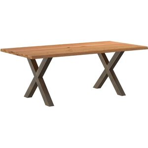 vidaXL Eettafel met natuurlijke rand massief eikenhout rechthoekig