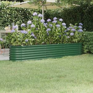 vidaXL Plantenbak 224x40x36 cm gepoedercoat staal groen