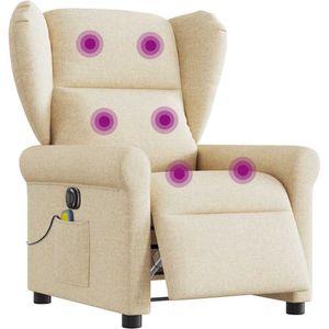 vidaXL Massagestoel elektrisch verstelbaar stof crèmekleurig