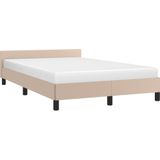 vidaXL Bedframe met hoofdbord kunstleer cappuccinokleurig 120x190 cm