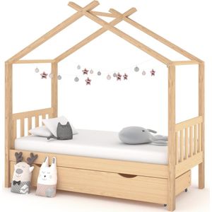 vidaXL Kinderbedframe met lade massief grenenhout 80x160 cm