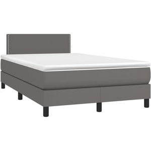 vidaXL Boxspring met matras en LED kunstleer grijs 120x190 cm