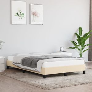 vidaXL Bedframe zonder matras 120x190 cm stof crèmekleurig